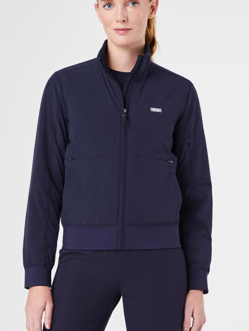 Figs Float Bomber Navy Blue Jacket - Size Large